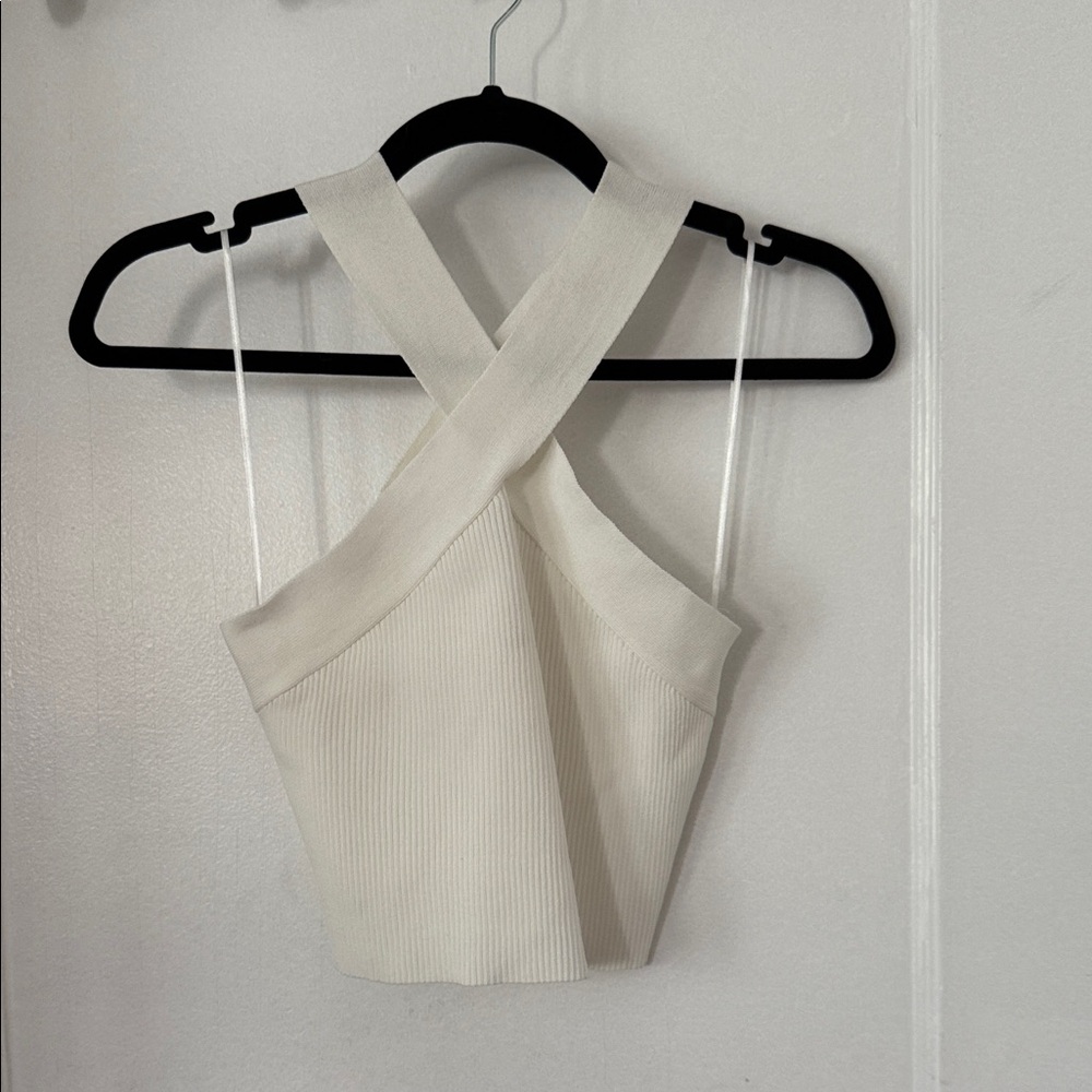 Chic White Cross-Back Tank Top